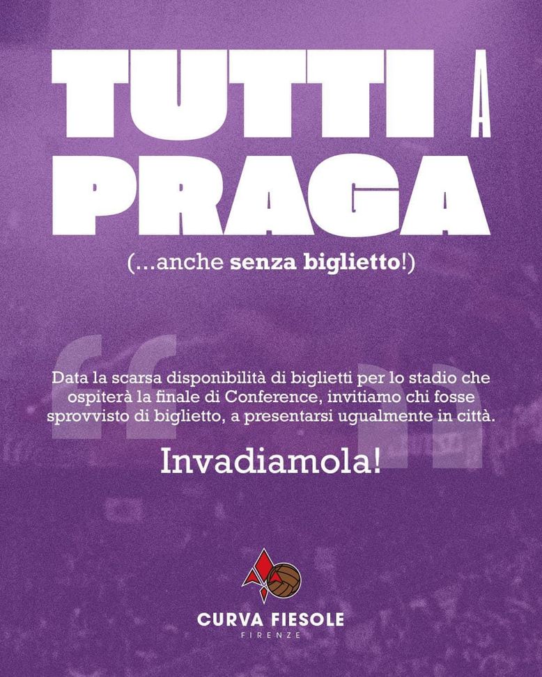 La Curva Fiesole: “Tutti a Praga, anche senza biglietto. Invadiamola!- immagine 2