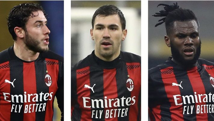 Davide Calabria, Alessio Romagnoli e Franck Kessié, calciatori dell'AC Milan | Calciomercato AC Milan News (Getty Images) 