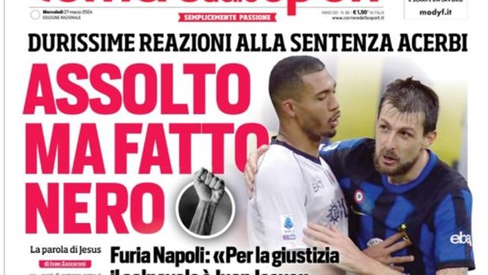 EDICOLA / CdS: “Assolto ma fatto nero. Dure reazioni alla sentenza Acerbi” - immagine 1