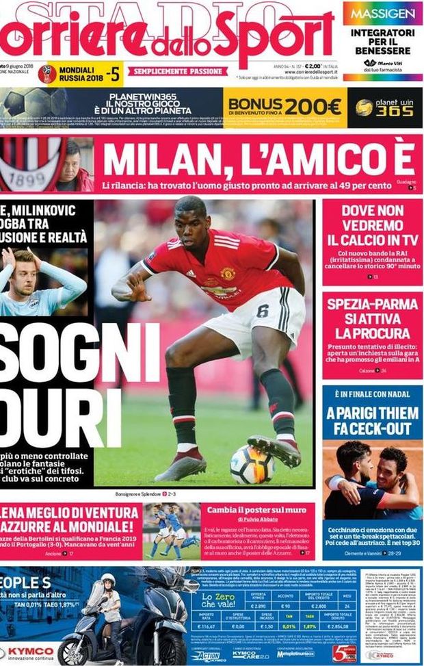 Prima Pagina, Corriere dello Sport: “Sogni duri. Spezia-Parma, si attiva la procura. Milena meglio di Ventura…” Prima Pagina, Corriere dello Sport: “Sogni duri. Spezia-Parma, si attiva la procura. Milena meglio di Ventura…”