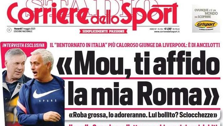 Prima Pagina, Corriere dello Sport: “Mou, ti affido la mia Roma. Fonseca l’onore è salvo” 