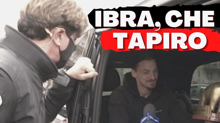 Dopo il derby Milan-Inter, Zlatan Ibrahimovic ha ricevuto il tapiro d'oro di Striscia la Notizia dall'inviato Valerio Staffelli, tifoso milanista 