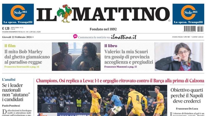 prima pagina il mattino oggi