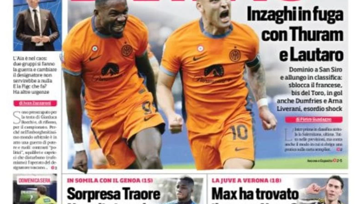 EDICOLA CDS / Bravi 10+: Inzaghi in fuga con Thuram e Lautaro - immagine 1