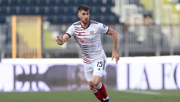 EMPOLI, ITALY - FEBRUARY 13: Giorgio Altare of Cagliari Calcio in action during the Serie A match between Empoli FC and Cagliari Calcio at Stadio Carlo Castellani on February 13, 2022 in Empoli, Italy. (Photo by Gabriele Maltinti/Getty Images)