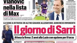 Prima Pagina, Corriere dello Sport: Il giorno di Sarri! La legge di Lukaku”