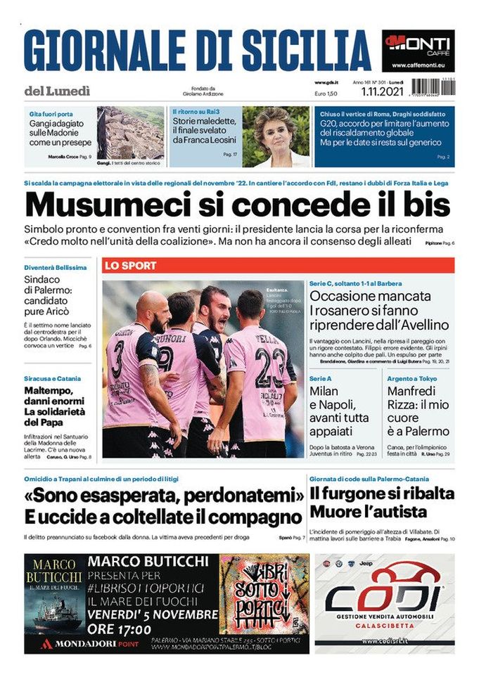 Prima Pagina, Giornale di Sicilia: “Musumeci si concede il bis”  Prima Pagina, Giornale di Sicilia: “Musumeci si concede il bis” - immagine 1