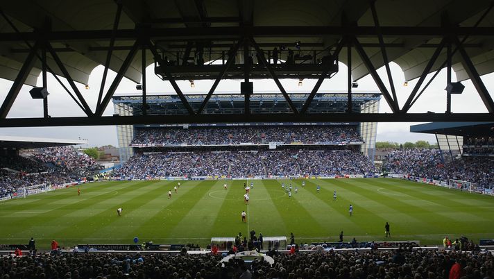 MANCHESTER - MAY 11: General view of Maine Road as it hosts it's last league game for Manchester City during the FA Barclaycard Premiership match between Manchester City and Southampton held on May 11, 2003 at Maine Road, in Manchester, England. Southampton won the match 1-0, with the match being the last league game played at Maine Road for Manchester City before moving to their new stadium for the new season. (Photo by Alex Livesey/Getty Images) MANCHESTER - MAY 11: General view of Maine Road as it hosts it's last league game for Manchester City during the FA Barclaycard Premiership match between Manchester City and Southampton held on May 11, 2003 at Maine Road, in Manchester, England. Southampton won the match 1-0, with the match being the last league game played at Maine Road for Manchester City before moving to their new stadium for the new season. (Photo by Alex Livesey/Getty Images)
