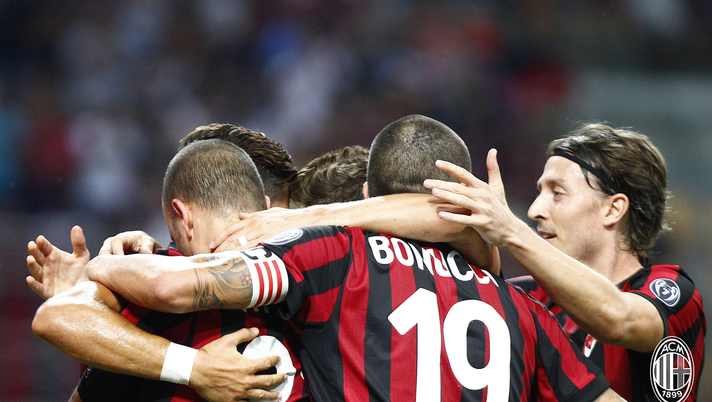 Esultanza rossonera in Milan-Shkendija (credits: acmilan.com) Milan-Shkendija