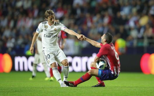 Luka Modric e Koke nel derby di Supercoppa Europea (Photo by Alexander Hassenstein/Getty Images) Luka Modric e Koke nel derby di Supercoppa Europea (Photo by Alexander Hassenstein/Getty Images)