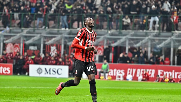 esultanza gol Tammy Abraham AC Milan Milan-Roma 3-1 Coppa Italia 2024-2025