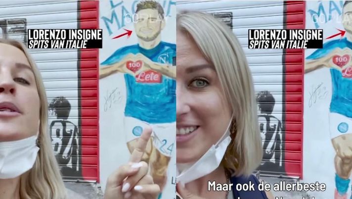 Lady Mertens e la gaffe (con bacio) davanti ai murales di Napoli: confonde Dries con&#8230; 