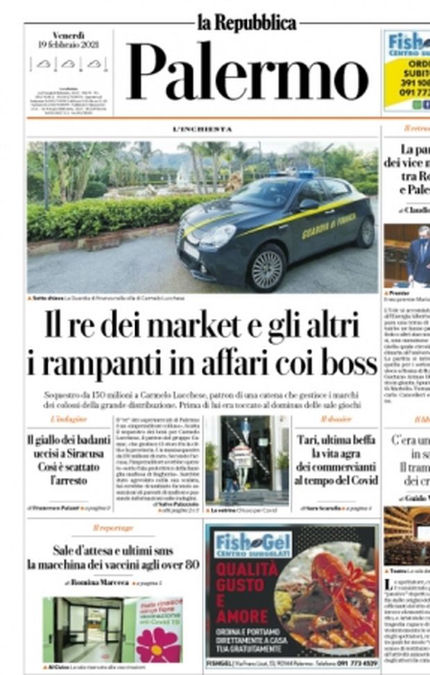 Prima Pagina, La Repubblica-Palermo: “Il re dei market e gli altri, i rampanti in affari coi boss. Il giallo dei badanti uccisi a Siracusa” Prima Pagina, La Repubblica-Palermo: “Il re dei market e gli altri, i rampanti in affari coi boss. Il giallo dei badanti uccisi a Siracusa”