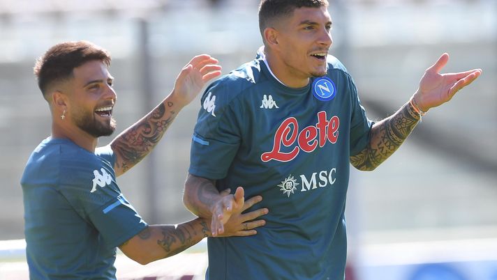 CASTEL DI SANGRO, ITALY - AUGUST 06: Lorenzo Insigne of Napoli during an SSC Napoli training session on August 06, 2021 in Castel di Sangro, Italy. (Photo by SSC NAPOLI/SSC NAPOLI via Getty Images) 