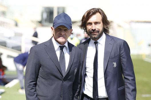 FLORENCE, ITALY - APRIL 25: Giuseppe Iachini manager of ACF Forentina and Andrea Pirlo manager of Juventus (R) during the Serie A match between ACF Fiorentina and Juventus at Stadio Artemio Franchi on April 25, 2021 in Florence, Italy. Sporting stadiums around Italy remain under strict restrictions due to the Coronavirus Pandemic as Government social distancing laws prohibit fans inside venues resulting in games being played behind closed doors. (Photo by Gabriele Maltinti/Getty Images) FLORENCE, ITALY - APRIL 25: Giuseppe Iachini manager of ACF Forentina and Andrea Pirlo manager of Juventus (R) during the Serie A match between ACF Fiorentina and Juventus at Stadio Artemio Franchi on April 25, 2021 in Florence, Italy. Sporting stadiums around Italy remain under strict restrictions due to the Coronavirus Pandemic as Government social distancing laws prohibit fans inside venues resulting in games being played behind closed doors. (Photo by Gabriele Maltinti/Getty Images)