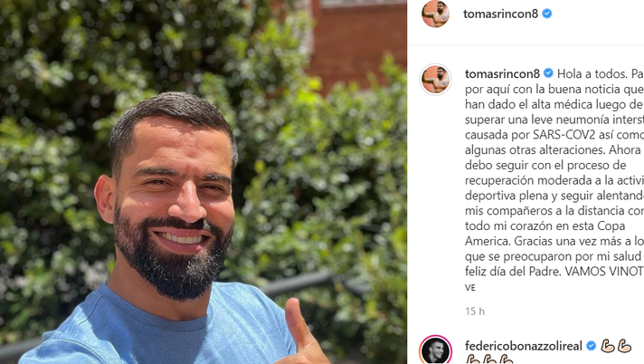 Torino, Rincon dimesso dall&#8217;ospedale: &#8220;Ho superato la polmonite da Covid&#8221; 