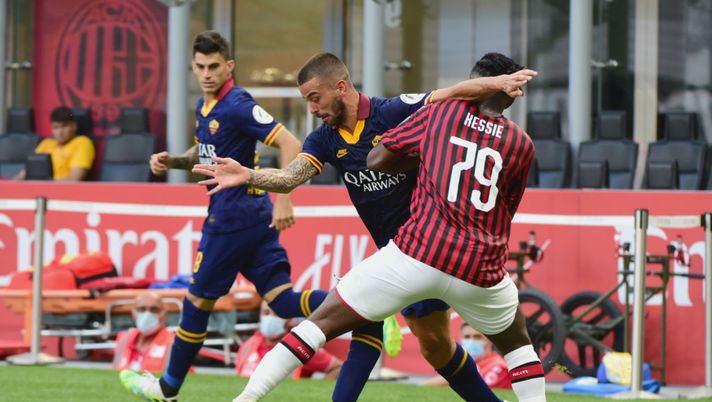Milan-Roma 2-0, Spinazzola contro Kessie (credits: Getty Images) 
