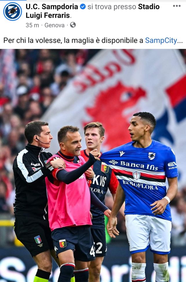 La Samp sfotte: Criscito se vuoi la maglia, la trovi al nostro store…- immagine 2