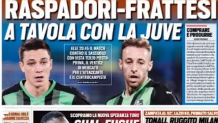 EDICOLA / TS: Raspadori-Frattesi a tavola con la Juve. Ruggito Milan - immagine 1