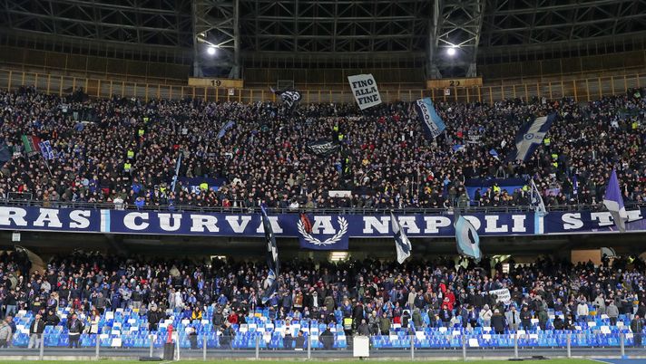 NAPLES, ITALY - FEBRUARY 25: SSC Napoli supporters during the UEFA Champions League round of 16 first leg match between SSC Napoli and FC Barcelona at Stadio San Paolo on February 25, 2020 in Naples, Italy. (Photo by Francesco Pecoraro/Getty Images) NAPLES, ITALY - FEBRUARY 25: SSC Napoli supporters during the UEFA Champions League round of 16 first leg match between SSC Napoli and FC Barcelona at Stadio San Paolo on February 25, 2020 in Naples, Italy. (Photo by Francesco Pecoraro/Getty Images)