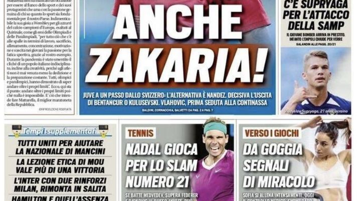 Prima Pagina, Tuttosport: “Anche Zakaria! Ricci subito da Toro” - immagine 1