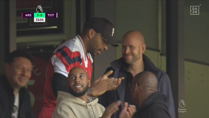 Arsenal, Titì Henry è tornato allo stadio per il derby: al suo fianco il boss di Spotify 