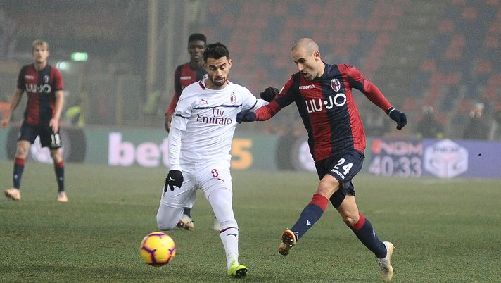 18 dicembre 2018, Bologna-Milan 0-0: Jesús Suso e Rodrigo Palacio (credits: GETTY Images)