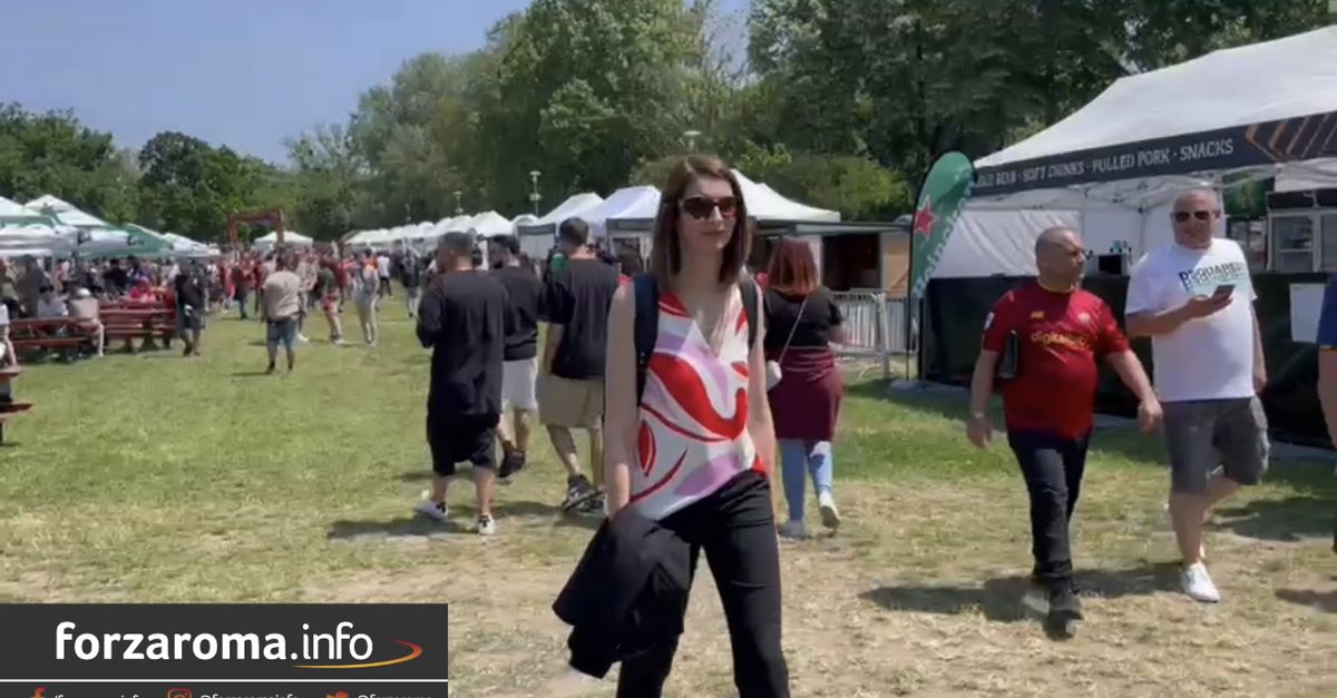 VIDEO Lina Souloukou nella Fan Zone della Roma a Budapest Forzaroma