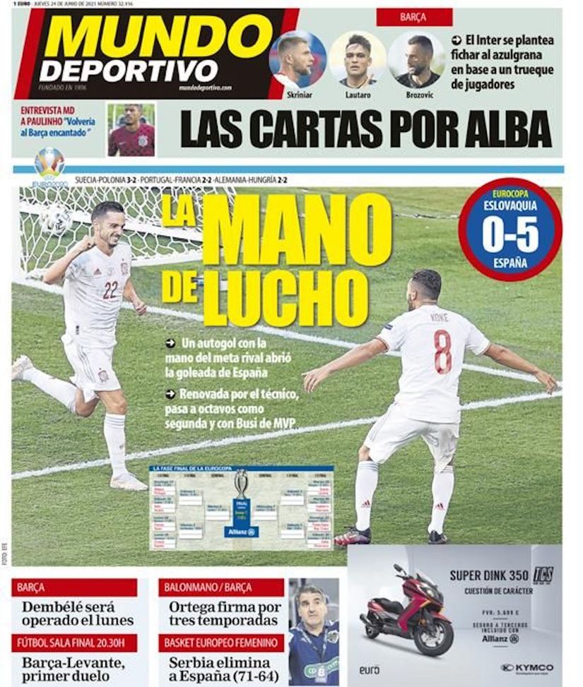 MD in prima pagina: “Scambio per Jordi Alba, tre i nomi caldi dall’Inter” - immagine 1