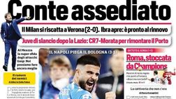 Prima Pagina, Corriere dello Sport: “Conte assediato. Il Milan si riscatta a Verona, Insigne e la notte della riscossa”