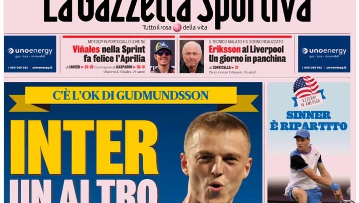 PRIMA PAGINA GAZZETTA DELLO SPORT OGGI