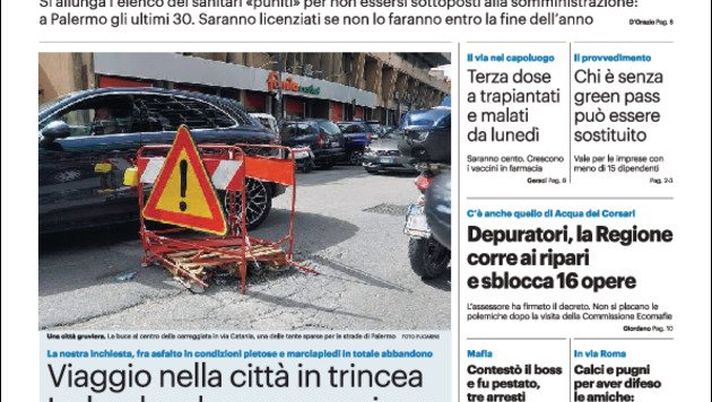 Prima Pagina, Giornale di Sicilia: “Medici no vax, 190 sospesi!” Prima Pagina, Giornale di Sicilia: “Medici no vax, 190 sospesi!”