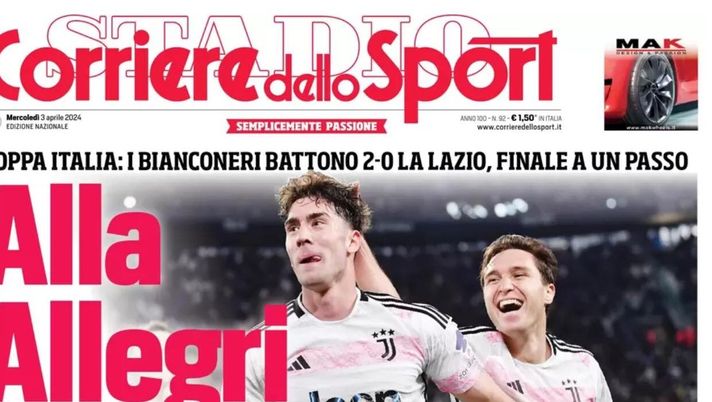 PRIMA PAGINA CORRIERE DELLO SPORT OGGI