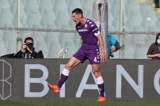 FLORENCE, ITALY - MARCH 07: Nikola Milenkovic of ACF Fiorentina celebrates after scoring a goal during the Serie A match between ACF Fiorentina and Parma Calcio at Stadio Artemio Franchi on March 7, 2021 in Florence, Italy. (Photo by Gabriele Maltinti/Getty Images) FLORENCE, ITALY - MARCH 07: Nikola Milenkovic of ACF Fiorentina celebrates after scoring a goal during the Serie A match between ACF Fiorentina and Parma Calcio at Stadio Artemio Franchi on March 7, 2021 in Florence, Italy. (Photo by Gabriele Maltinti/Getty Images)