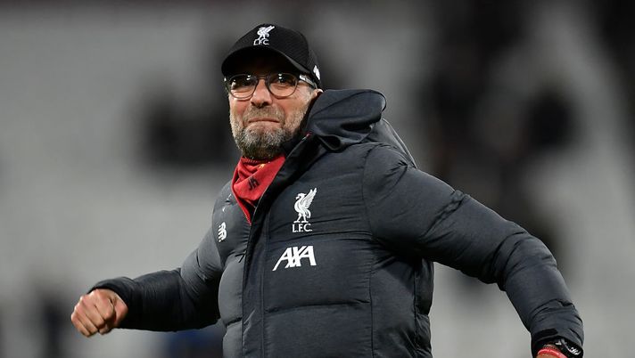LONDON, ENGLAND - JANUARY 29: Jurgen Klopp, Manager of Liverpool celebrates after the Premier League match between West Ham United and Liverpool FC at London Stadium on January 29, 2020 in London, United Kingdom. (Photo by Justin Setterfield/Getty Images) LONDON, ENGLAND - JANUARY 29: Jurgen Klopp, Manager of Liverpool celebrates after the Premier League match between West Ham United and Liverpool FC at London Stadium on January 29, 2020 in London, United Kingdom. (Photo by Justin Setterfield/Getty Images)