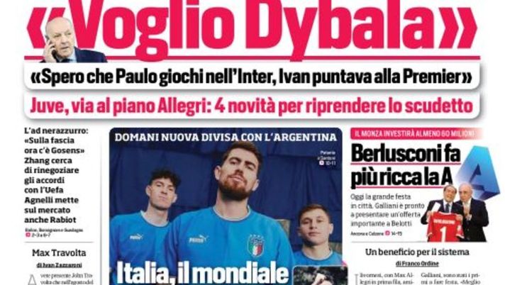 Prima Pagina, Corriere dello Sport: “Italia, il Mondiale solo sulle maglie” Prima Pagina