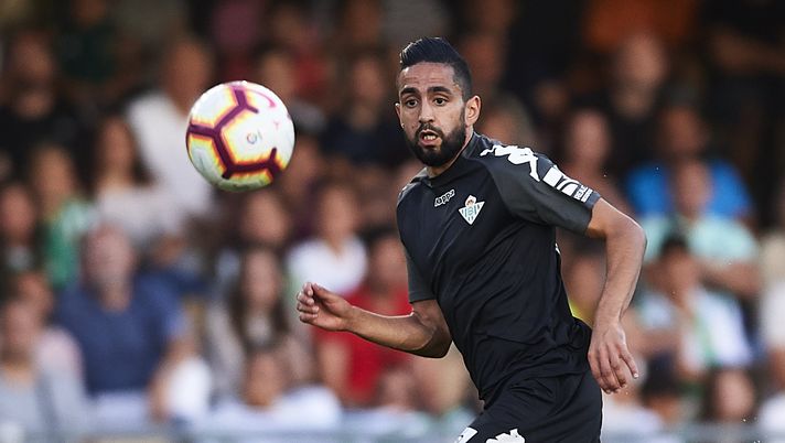 JEREZ DE LA FRONTERA, SPAIN - JULY 28:  Ryad Boudebouz of Real Betis Balompie in action during the Preseason match between Real Betis and Lille OSC at Estadio Chapin on July 28, 2018 in Jerez de la Frontera, Spain.  (Photo by Aitor Alcalde/Getty Images) 