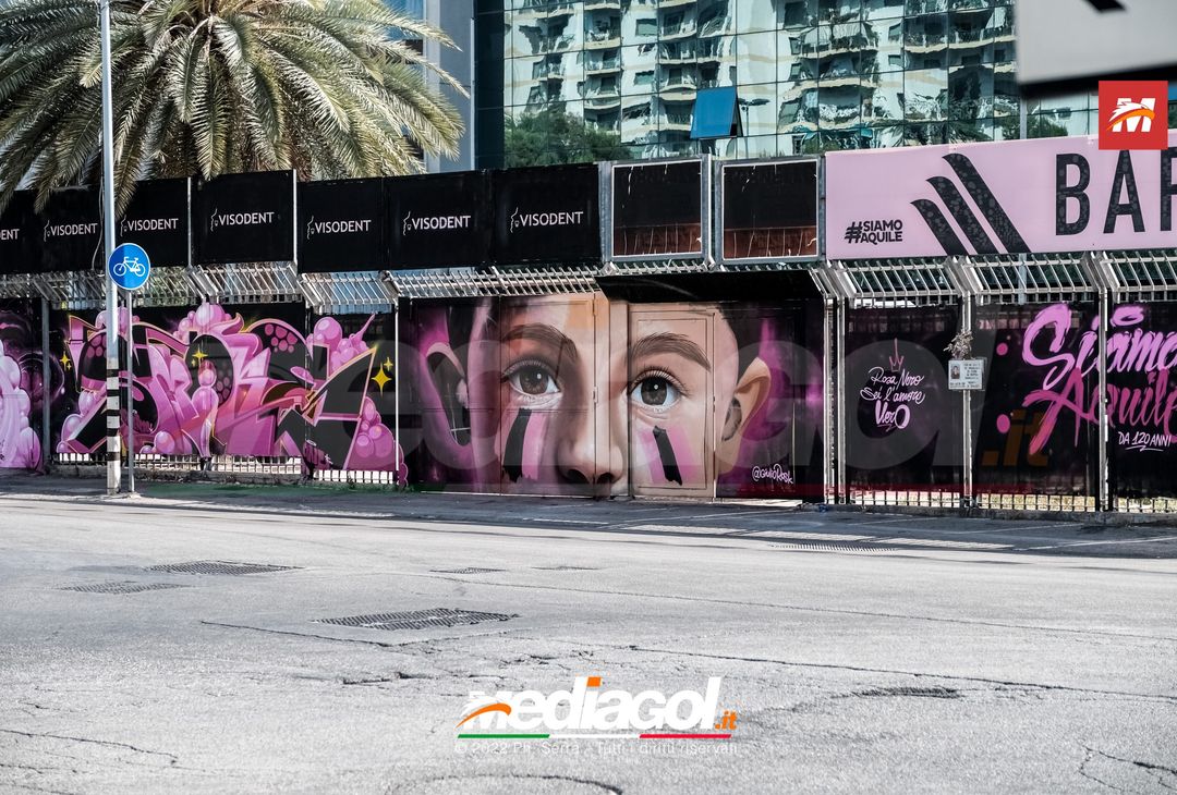 FOTO Palermo, al “Renzo Barbera” il murales in omaggio ai nuovi tifosi rosa (Gallery) - immagine 2