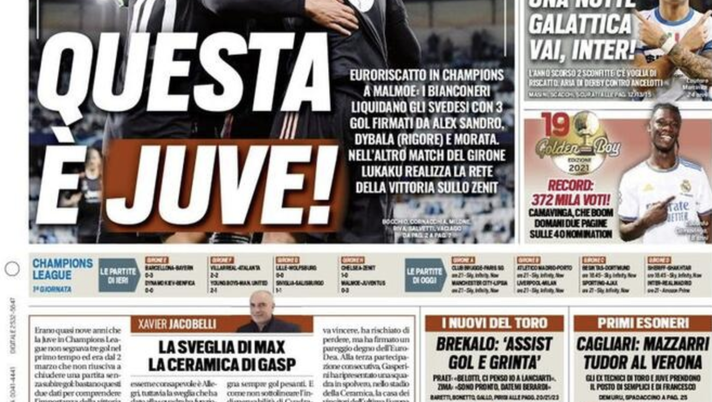 Prima Pagina, Tuttosport: &#8220;Ibra ko, coraggio Milan. Notte galattica, vai Inter&#8221; 