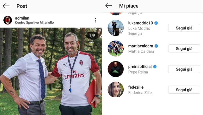 Altro like di Modric al Milan, Instagram acmilan Altro like di Modric al Milan, Instagram acmilan
