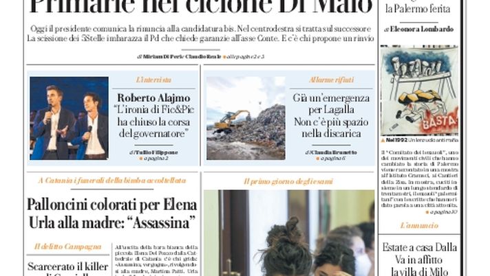 Prima Pagina, La Repubblica-Palermo: “Musumeci, finale di partita” - immagine 1