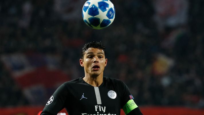 BELGRADE, SERBIA - DECEMBER 11: Thiago Silva of Paris Saint-Germain in action during the UEFA Champions League Group C match between Red Star Belgrade and Paris Saint-Germain at Rajko Mitic Stadium on December 11, 2018 in Belgrade, Serbia. (Photo by Srdjan Stevanovic/Getty Images) BELGRADE, SERBIA - DECEMBER 11: Thiago Silva of Paris Saint-Germain in action during the UEFA Champions League Group C match between Red Star Belgrade and Paris Saint-Germain at Rajko Mitic Stadium on December 11, 2018 in Belgrade, Serbia. (Photo by Srdjan Stevanovic/Getty Images)