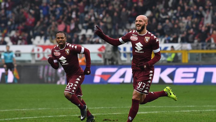 TURIN, ITALY - FEBRUARY 12:  Arlind Ajeti (R) of FC Torino celebrates a goal during the Serie A match between FC Torino and Pescara Calcio at Stadio Olimpico di Torino on February 12, 2017 in Turin, Italy.  (Photo by Valerio Pennicino/Getty Images) 