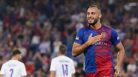 BASEL, SWITZERLAND - AUGUST 12: Arthur Mendonca Cabral of FC Basel celebrates after scoring their side`s third goal during the UEFA Conference League Third Qualifying Round Leg Two match between FC Basel and Ujpest at St. Jakob-Park on August 12, 2021 in Basel, Switzerland. (Photo by Christian Kaspar-Bartke/Getty Images)