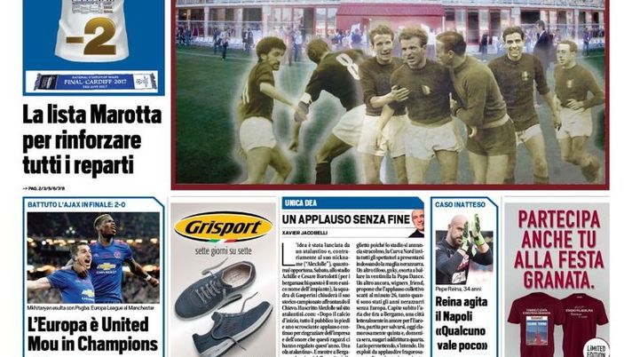 Prima Pagina, Tuttosport: “Reina agita il Napoli. Juventus, Douglas Costa sì. E Mandzukic…” 