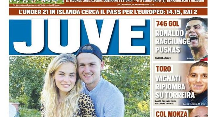 La prima pagina di Tuttosport, in edicola oggi, 12 novembre 2020 