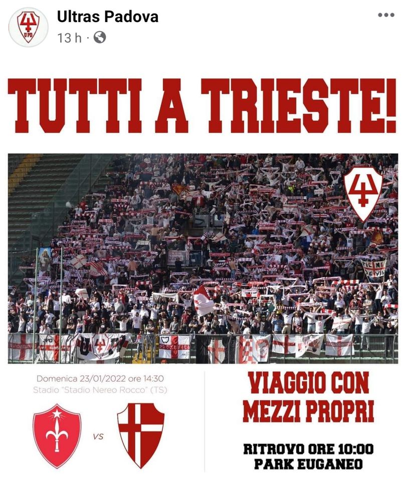 La curva del Padova per il derby del Triveneto: “Bruciate ogni biglietto, tutti a Trieste!”- immagine 2