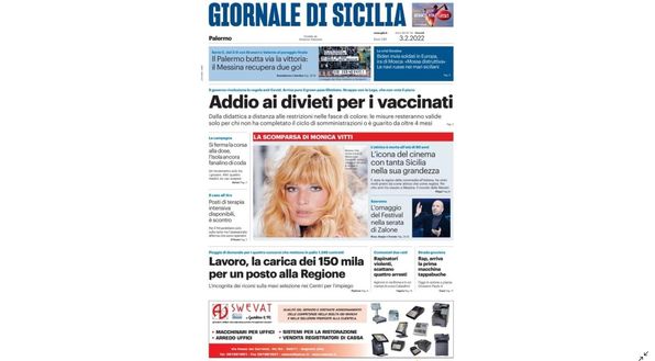 Prima Pagina, Giornale di Sicilia: “Il Palermo butta via la vittoria, il Messina…” Prima Pagina