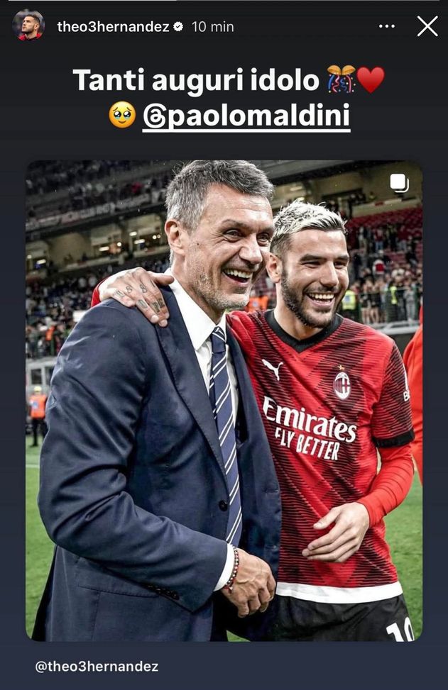 Milan, compleanno Maldini: gli auguri social di Theo Hernandez- immagine 2