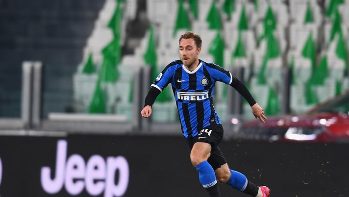 TURIN, ITALY - MARCH 08: Christian Eriksen of FC Internazionale in action during the Serie A match between Juventus and FC Internazionale played behind closed doors at Allianz Stadium after the Italian Government has issued a list of new guidelines to help stop the spread of the Coronavirus COVID-19 on March 8, 2020 in Turin, Italy. (Photo by Claudio Villa - Inter/Inter via Getty Images) TURIN, ITALY - MARCH 08: Christian Eriksen of FC Internazionale in action during the Serie A match between Juventus and FC Internazionale played behind closed doors at Allianz Stadium after the Italian Government has issued a list of new guidelines to help stop the spread of the Coronavirus COVID-19 on March 8, 2020 in Turin, Italy. (Photo by Claudio Villa - Inter/Inter via Getty Images)